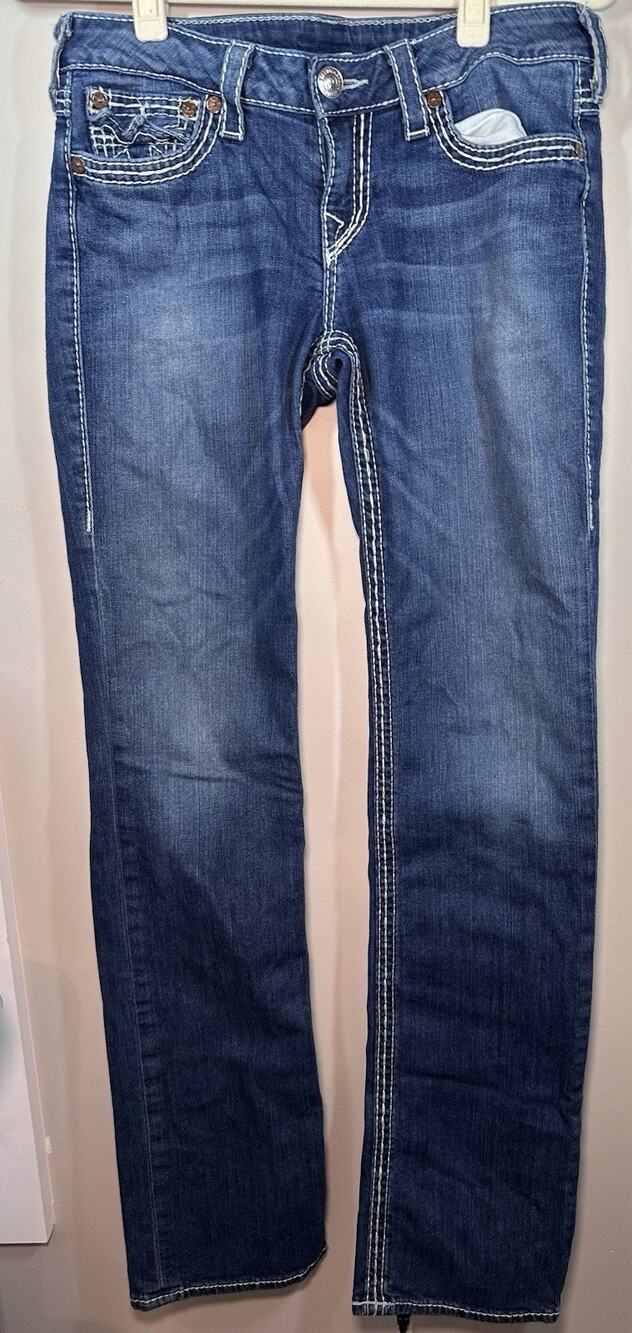 Y2K True Religion Women’s Medium Wash Straight Slim Stretch Jeans Mid Rise 29